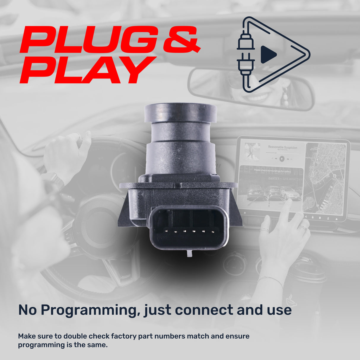 Ford Fiesta Sedan (2014-2017) OEM Replacement Backup Camera OE Part # D2BZ-19G490-B, D2BZ-19G490-D