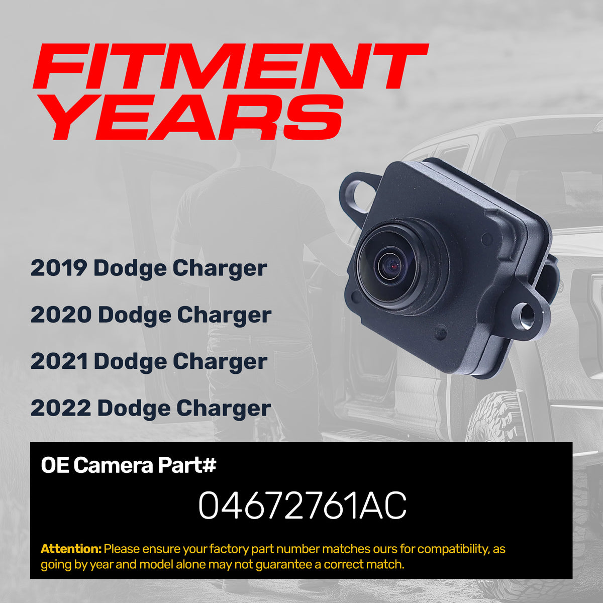 Dodge Charger (2019-2022) OEM Replacement Backup Camera OE Part # 04672761AC