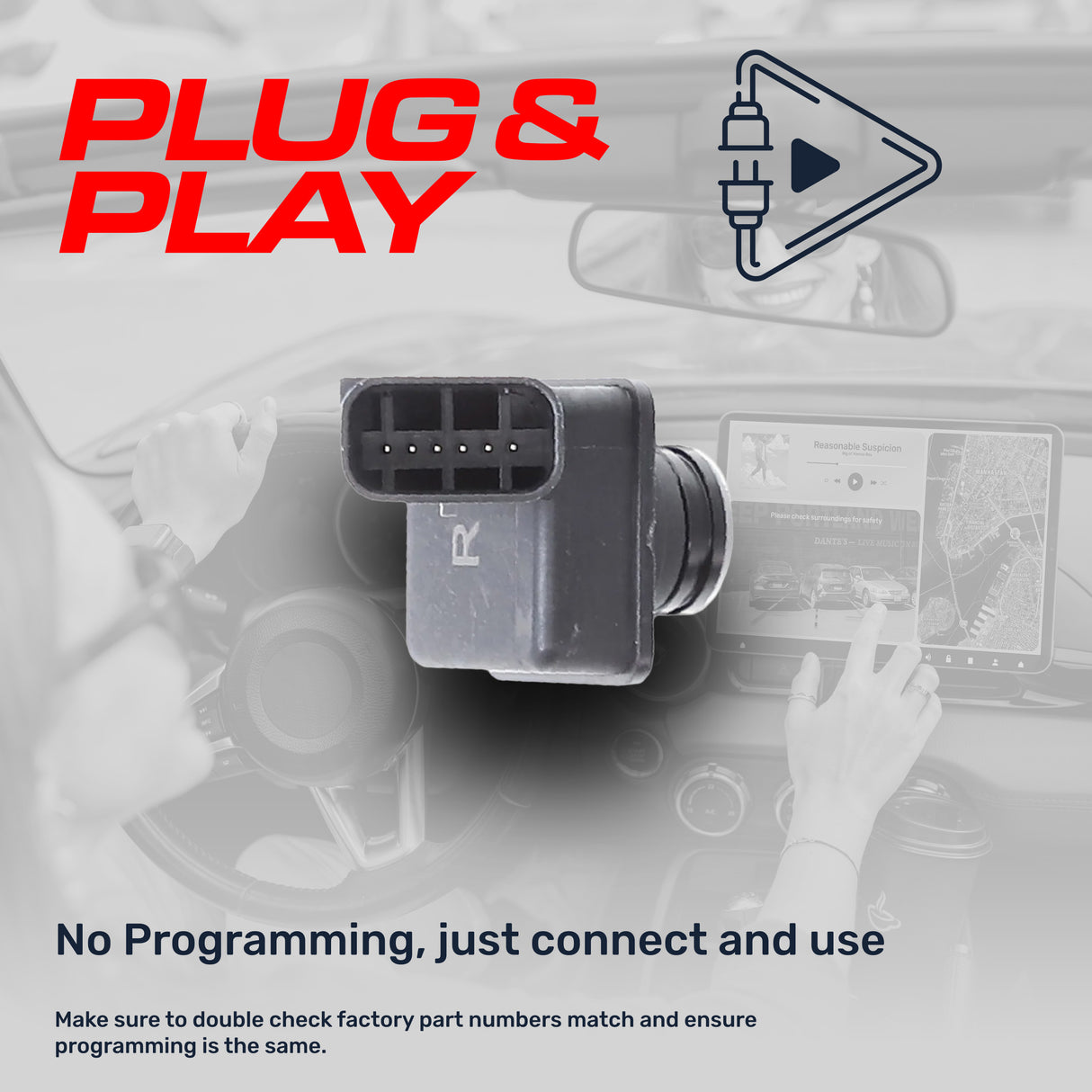 Ford F150 Crew Cab (15-20), F150 Extended Cab (15-20), F150 Raptor (17-20) / Lincoln MKX (16-18), Nautilus (19-23) RIGHT Side View OEM Replacement Backup Camera OE Part # FL3Z-19G490-AA, FL3Z-19G490-A