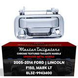 Tailgate Handle Upgraded Chrome Metal Replacement for Ford F150 (2005-2014) / Lincoln Mark LT (2006-2014) OE Part # 8L3Z-9943400 | Tailgate Handle w/ Keyhole, w/ Camera Hole