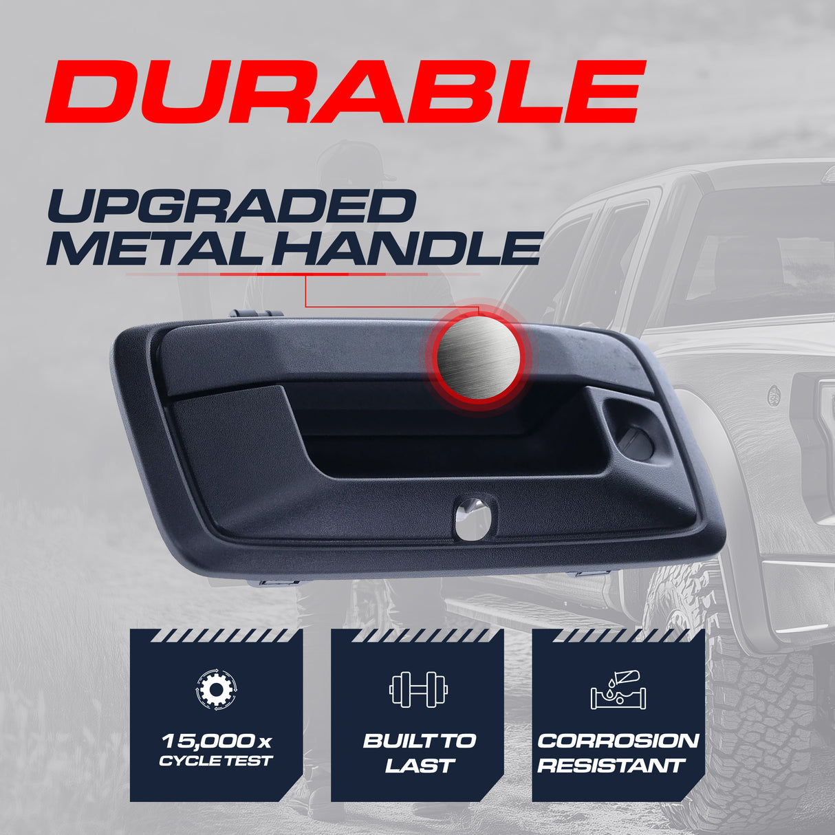 Tailgate Handle Upgraded Black Metal Replacement for Chevrolet Colorado (2015-2022) / GMC Canyon (2015-2020) OE Part # 84222820, 23457650 - Master Tailgaters