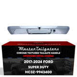 Tailgate Handle Upgraded Chrome Metal Replacement for Ford Super Duty (2017-2024) OE Part # HC3Z-9943400 | Tailgate Handle w/ Keyhole, w/ Camera Hole