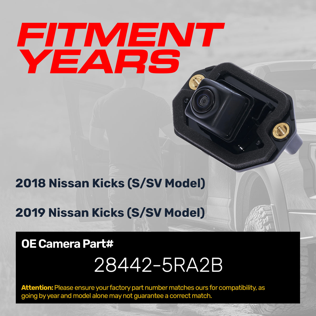 Nissan Kicks [S/SV Model] (2018-2019) OEM Replacement Backup Camera OE Part # 28442-5RA2A
