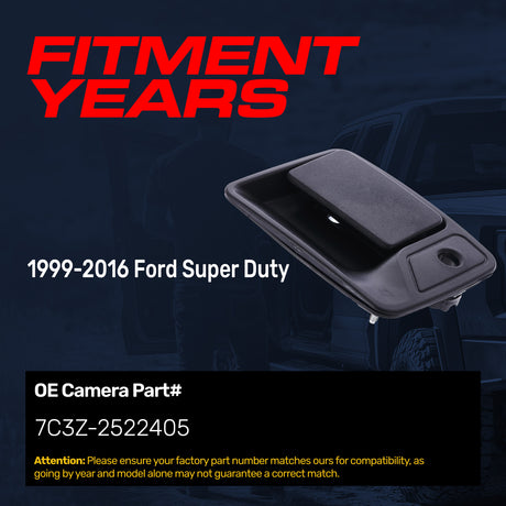 Exterior Door Handle Upgraded Black Metal Replacement for Ford Super Duty (1999-2016) OE Part # 7C3Z-2522405 | Front LH w/ Keyhole