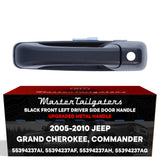 Exterior Door Handle Upgraded Black Metal Replacement for Jeep Grand Cherokee (2005-2010), Commander (2006-2010) OE Part # 55394237AI, 55394237AF, 55394237AH, 55394237AG | Front LH w/ Keyhole