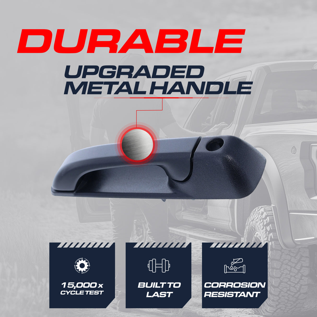 Exterior Door Handle Upgraded Black Metal Replacement for Jeep Grand Cherokee (2005-2010), Commander (2006-2010) OE Part # 55394237AI, 55394237AF, 55394237AH, 55394237AG | Front LH w/ Keyhole