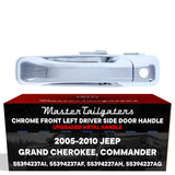 Exterior Door Handle Upgraded Chrome Metal Replacement for Jeep Grand Cherokee (2005-2010), Commander (2006-2010) OE Part # 55394237AI, 55394237AF, 55394237AH, 55394237AG | Front LH w/ Keyhole