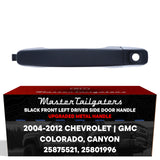 Exterior Door Handle Upgraded Black Metal Replacement for Chevrolet Colorado (2004-2012) / GMC Canyon (2004-2012) OE Part # 25875521, 25801996 | Front LH w/ Keyhole