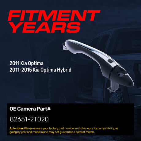 Exterior Door Handle Black/Chrome Replacement for Kia Optima (2011), Optima Hybrid (2011-2015) OE Part # 82651-2T020 | Front Left Driver Side