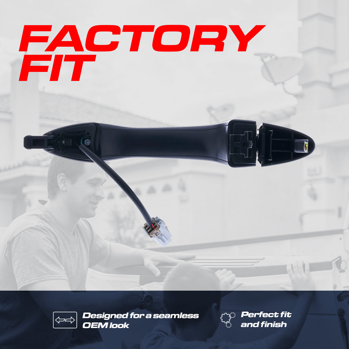 Exterior Door Handle Black/Chrome Replacement for Kia Optima (2011), Optima Hybrid (2011-2015) OE Part # 82651-2T020 | Front Right Passenger Side