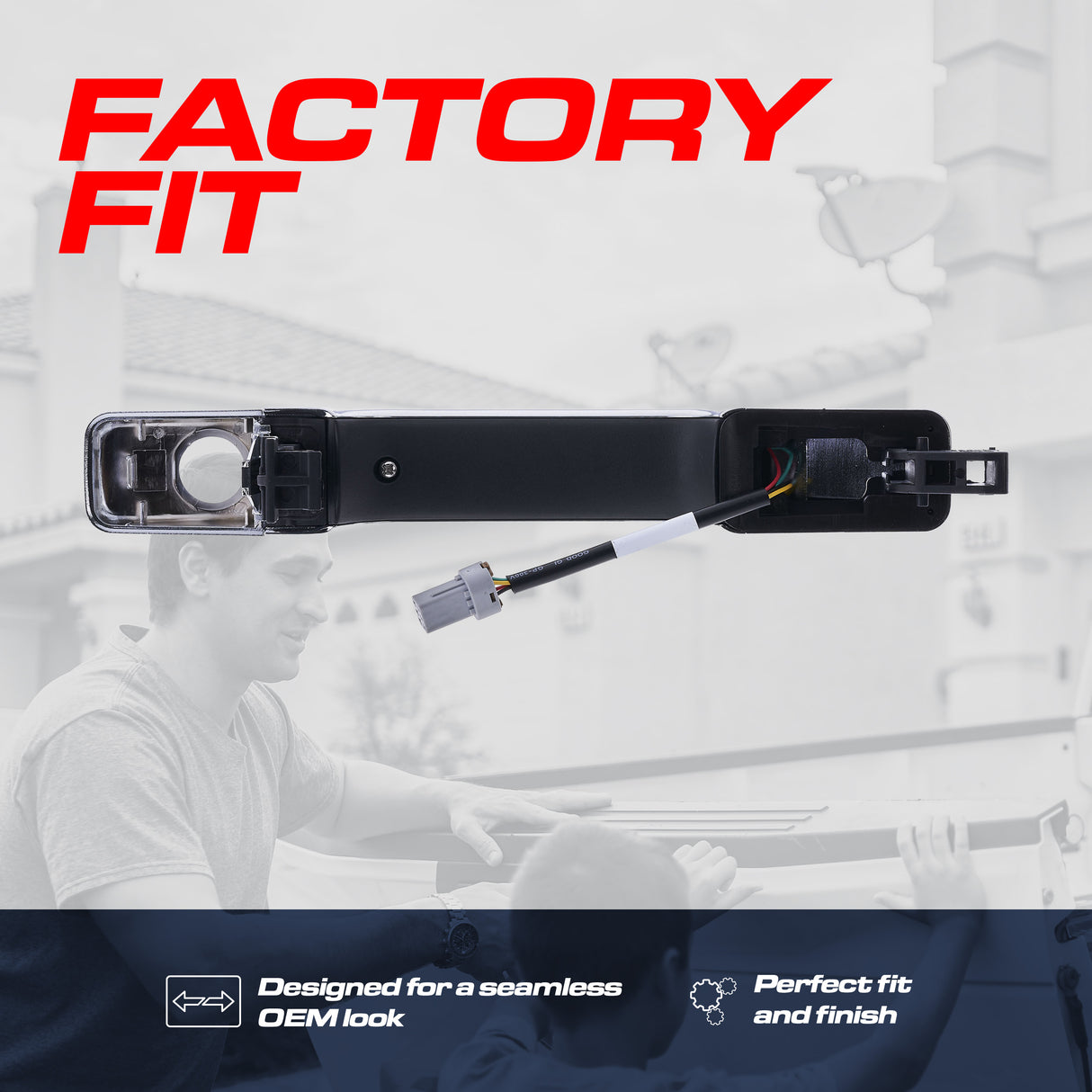 Exterior Door Handle Chrome Replacement for Kia Soul (2014-2019), Soul EV (2015-2019) OE Part # 82651-B2720 | Front Left Driver Side w/ Keyhole (=Front RH)