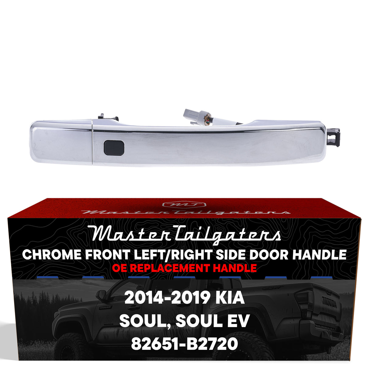 Exterior Door Handle Chrome Replacement for Kia Soul (2014-2019), Soul EV (2015-2019) OE Part # 82651-B2720 | Front Right Passenger Side w/o Keyhole (=Front LH)