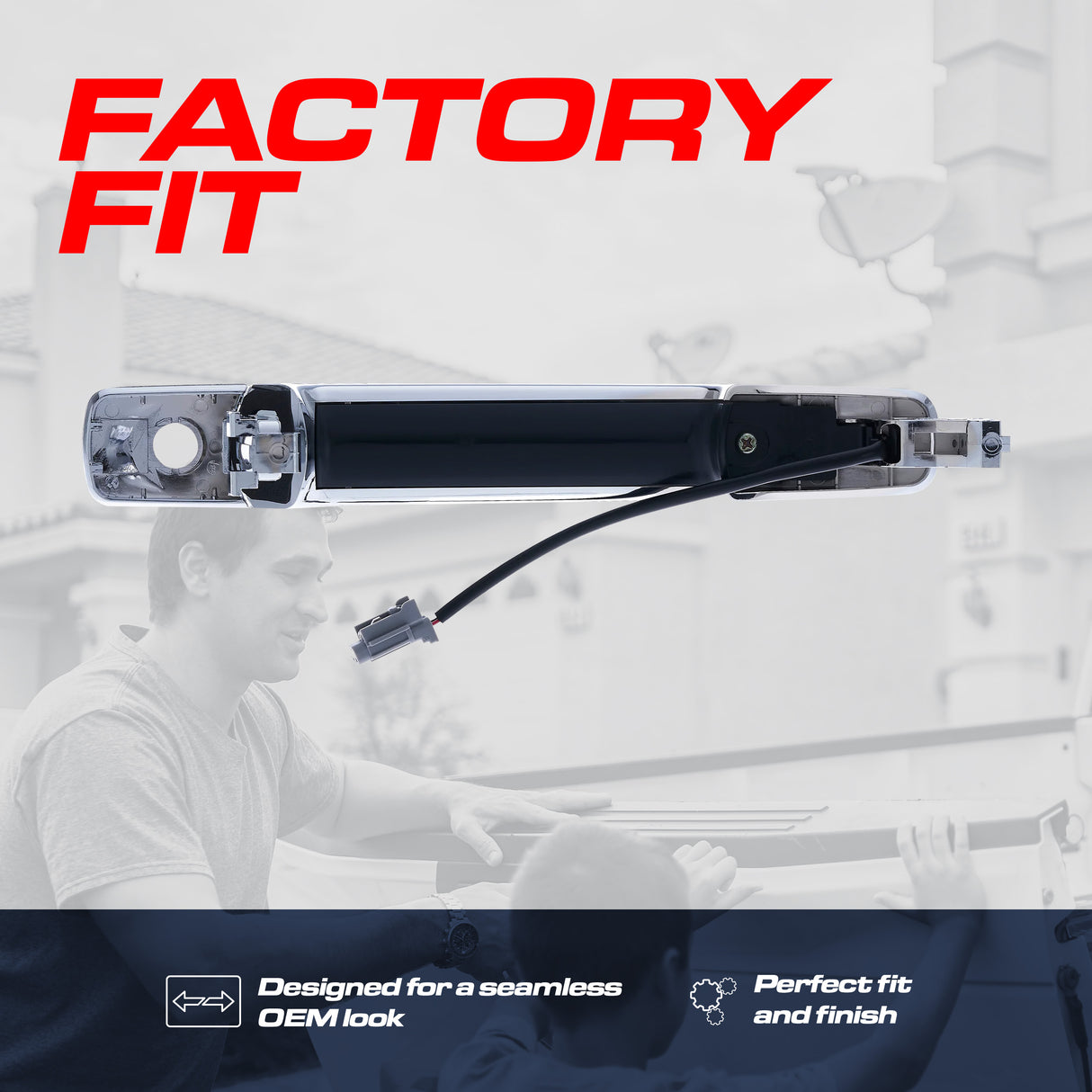 Exterior Door Handle Chrome Replacement for Nissan Murano (05-07) / Infiniti FX35 (03-08), FX45 (03-08) OE Part # 80645-CA000, 80640-CB01A, 80640-CB81B, 80640-CL00A | Front Left Driver Side