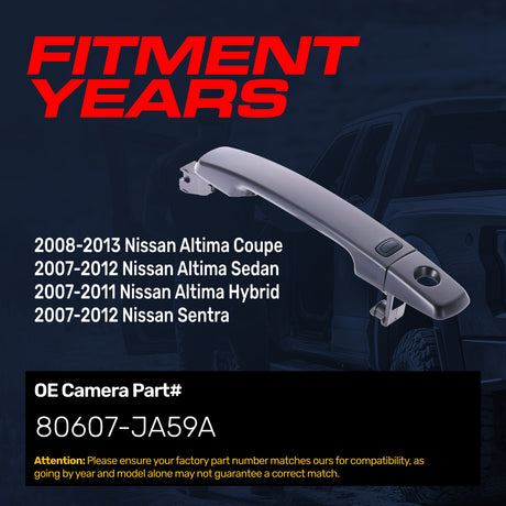 Exterior Door Handle Black Primed Replacement for Nissan Altima Coupe 08-13, Altima Sedan 07-12, Altima Hybrid 07-11, Sentra 07-12 OE Part # 80607-JA59A | Front Left Driver Side w/ Keyhole Cover