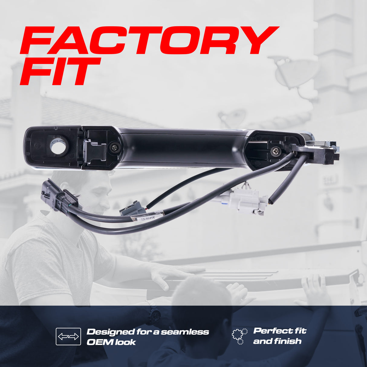 Exterior Door Handle Black Primed Replacement for Nissan Altima Coupe 08-13, Altima Sedan 07-12, Altima Hybrid 07-11, Sentra 07-12 OE Part # 80607-JA59A | Front Left Driver Side w/ Keyhole Cover