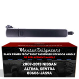 Exterior Door Handle Black Primed Replacement for Nissan Altima Coupe 08-13, Altima Sedan 07-12, Altima Hybrid 07-11, Sentra 07-12 OE Part # 80606-JA59A | Front Right Passenger Side w/o Keyhole Cover