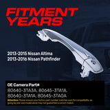 Exterior Door Handle Chrome Replacement for Nissan Altima (13-15), Pathfinder (13-16) OE Part # 80640-3TA3A, 80645-3TA1A, 80640-3TA1A, 80645-3TA0A | Front Left Driver Side w/ Keyhole