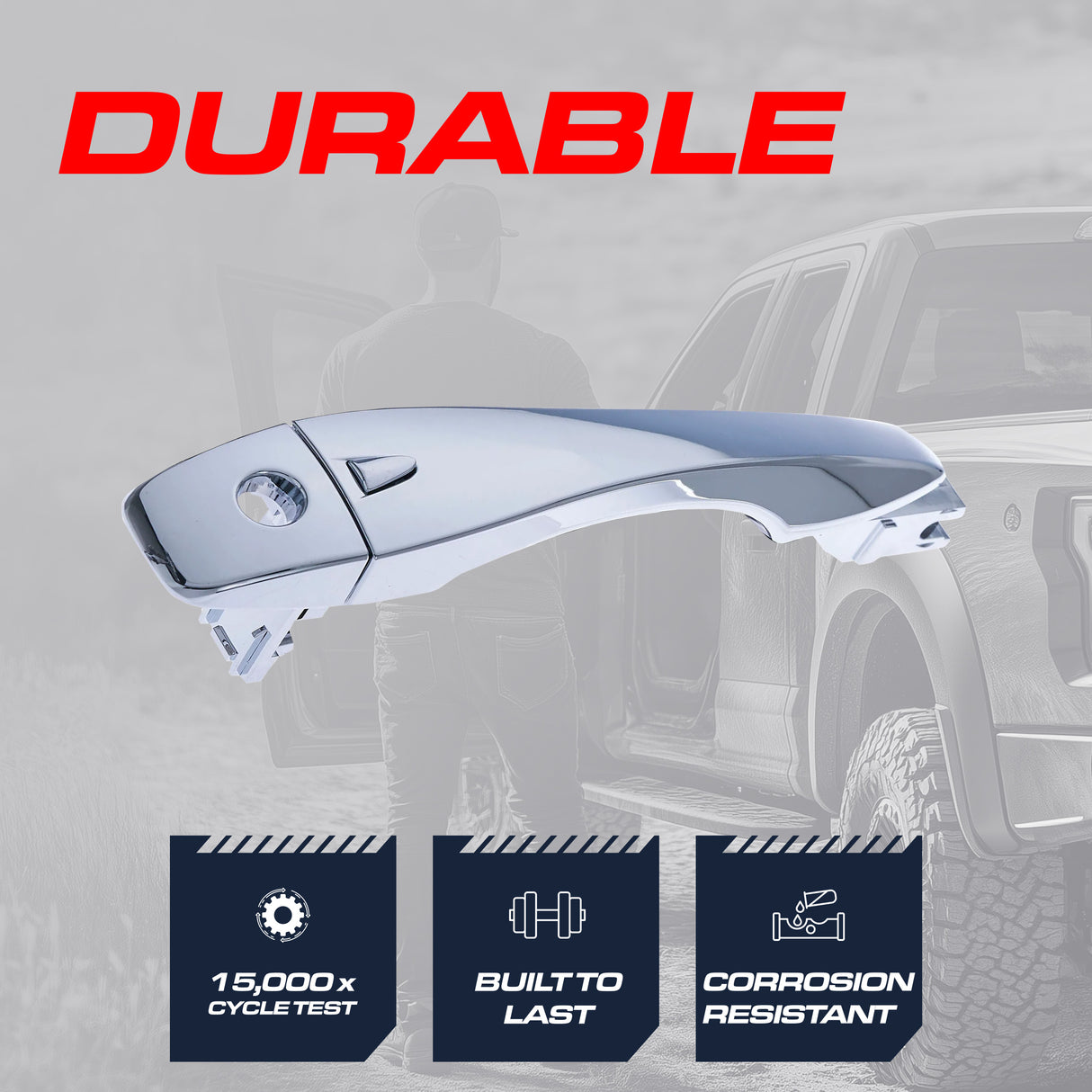 Exterior Door Handle Chrome Replacement for Nissan Altima (13-15), Pathfinder (13-16) OE Part # 80640-3TA3A, 80645-3TA1A, 80640-3TA1A, 80645-3TA0A | Front Left Driver Side w/ Keyhole