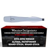 Exterior Door Handle Chrome Replacement for Nissan Altima (13-15), Pathfinder (13-16) OE Part # 80640-3TA3A, 80640-3TA1A | Front Right Passenger Side w/o Keyhole