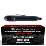 Exterior Door Handle Black Primed Replacement for Nissan Cube (2009-2014), Juke (2014-2017) OE Part # 80640-1FA5B | Back Left Driver Side w/o Keyhole