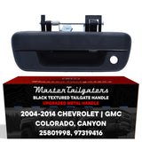 Tailgate Handle Upgraded Black Metal Replacement for Chevrolet Colorado / GMC Canyon (2004-2014) OE Part # 25801998, 97319416 - Master Tailgaters