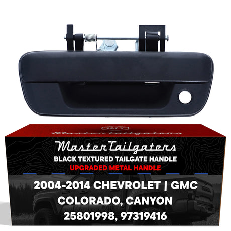 Tailgate Handle Upgraded Black Metal Replacement for Chevrolet Colorado / GMC Canyon (2004-2014) OE Part # 25801998, 97319416 - Master Tailgaters