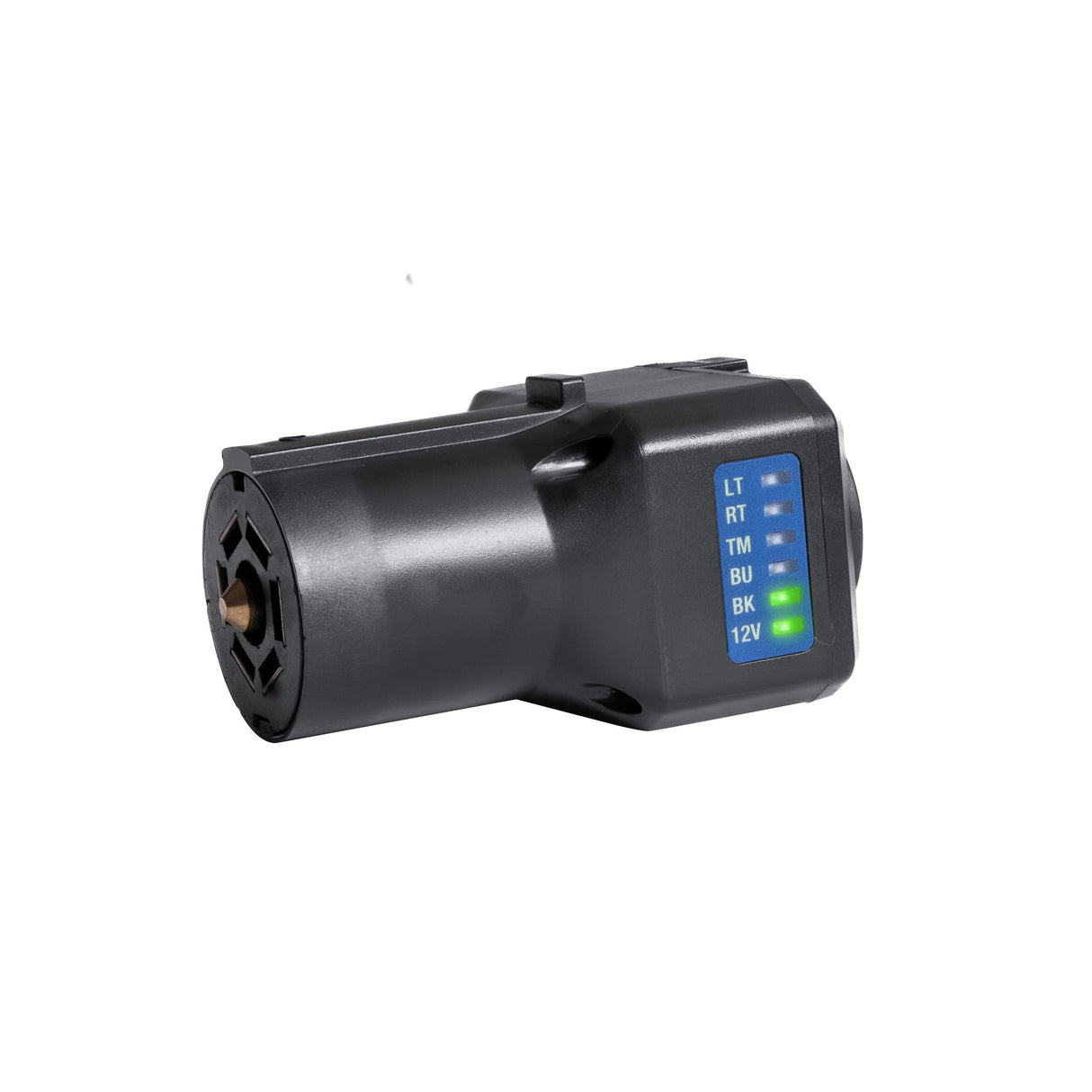 Multiple-Tow Trailer Hitch Adapter with LED Circuit Indicators & Voltage Status Light - 7-Way Blade Input to 4/5 Flat Pin & 12V DC Port Output