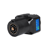 Multiple-Tow Trailer Hitch Adapter with LED Circuit Indicators & Voltage Status Light - 7-Way Blade Input to 4/5 Flat Pin & 12V DC Port Output