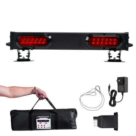 Master Tailgaters 24" Wireless Tow Double Light Bar with Camera and Monitor | Choice of 4 Pin Round, 4 Pin Flat, or 7 Pin Blade with Reverse