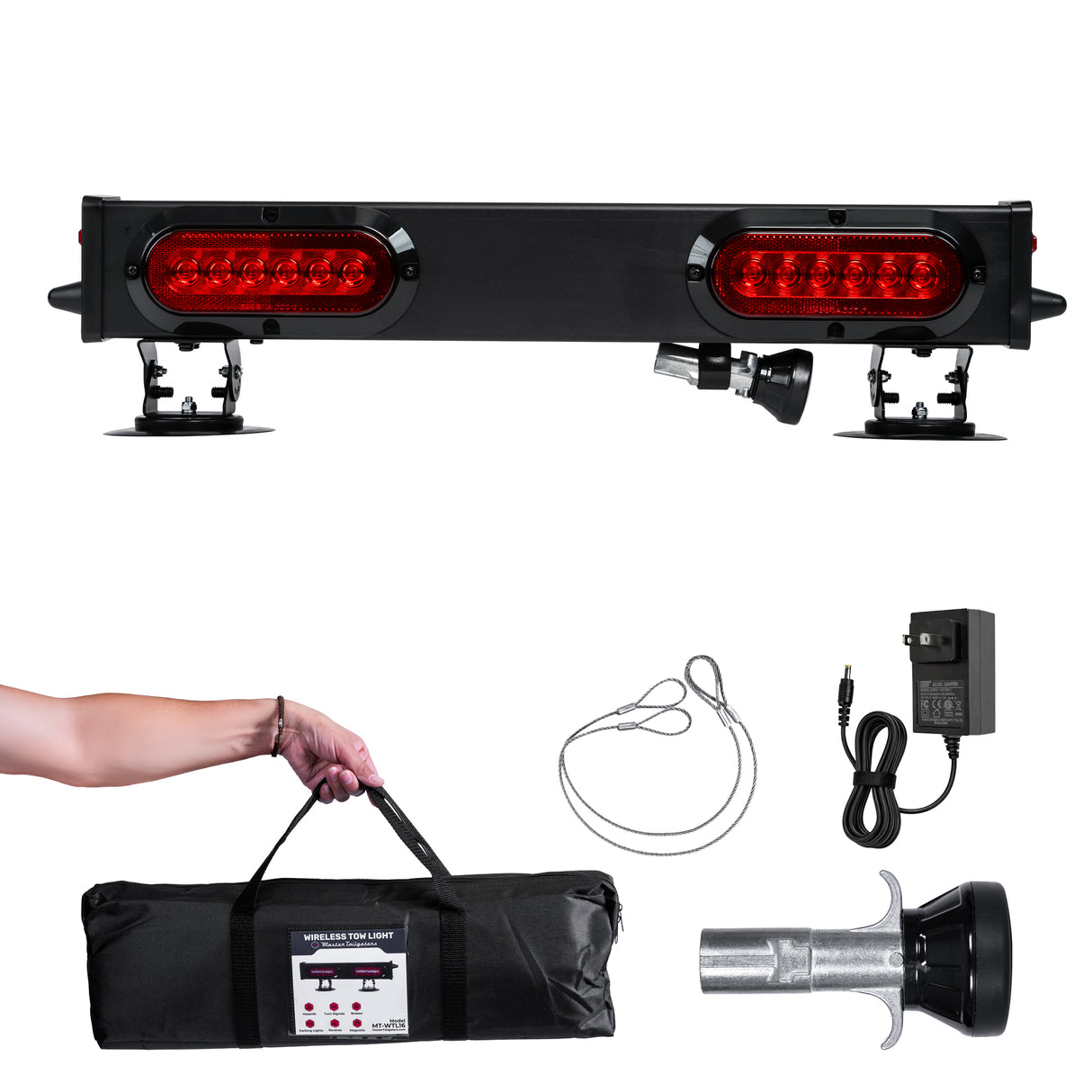 Master Tailgaters 24" Wireless Tow Double Light Bar with Camera and Monitor | Choice of 4 Pin Round, 4 Pin Flat, or 7 Pin Blade with Reverse - Master Tailgaters