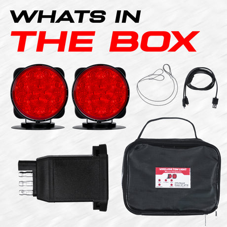 Master Tailgaters Wireless Magnetic Tow Lights with Battery | Pivots | Multi Functional Signal Lights | Sturdy Magnetic Mount | Choice of Connection with USB | Carrying Bag Included