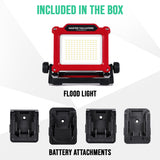 FLUD LED Work Flood Light Compatible with Milwaukee / Makita / Dewalt / Bosch / Black & Decker, Porter Cable, Stanley 18v-20v Battery