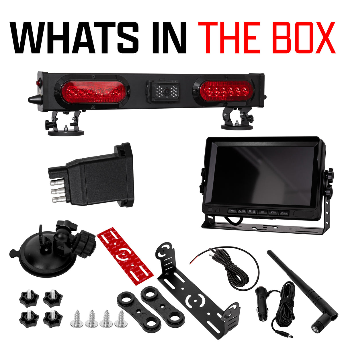 Master Tailgaters 24" Wireless Tow Light Bar with Camera and Monitor | Choice of 4 Pin Round, 4 Pin Flat, 7 Pin Round, or 7 Pin Blade with Reverse