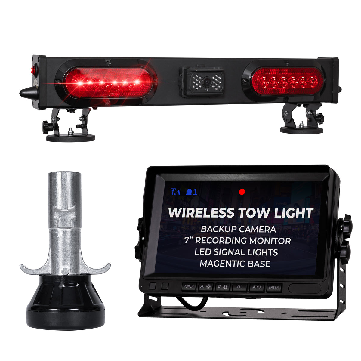 Master Tailgaters 24" Wireless Tow Light Bar with Camera and Monitor | Choice of 4 Pin Round, 4 Pin Flat, 7 Pin Round, or 7 Pin Blade with Reverse