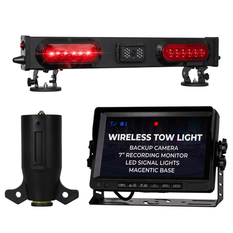 Master Tailgaters 24" Wireless Tow Light Bar with Camera and Monitor | Choice of 4 Pin Round, 4 Pin Flat, 7 Pin Round, or 7 Pin Blade with Reverse