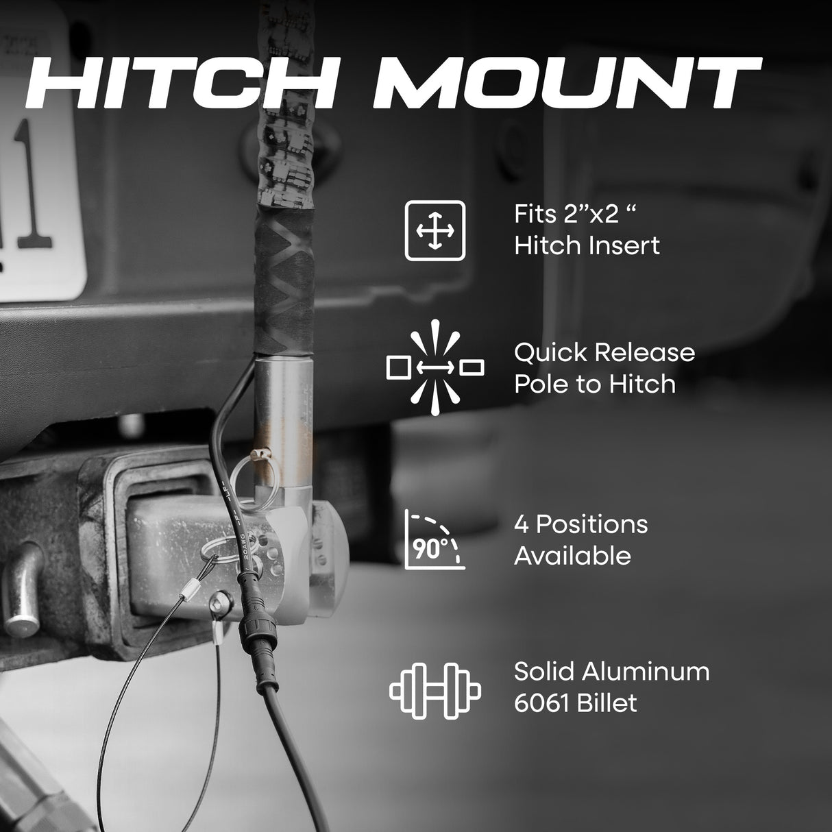 Master Tailgaters 6ft LED Truck Flag Pole with Smartphone App Control | Bluetooth Spiral Lights | 20 Colors & 100 Light Modes | Truck Hitch Mount Included | IP65 Water Resistant | 3'x5' Flag Approved - Master Tailgaters