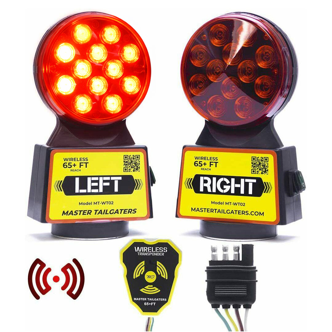 Wireless Magnetic Trailer Tow Lights | 65 Foot Range | 4 Pin Round, 4 Pin Flat, or 7 Pin Flat