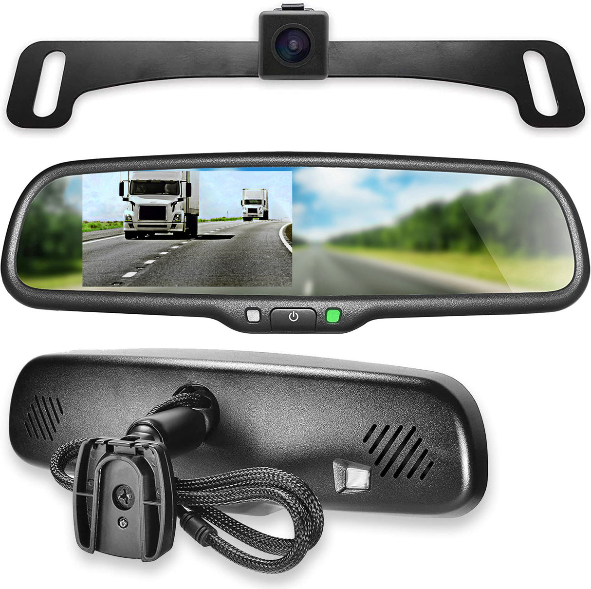 Master Tailgaters 10.5" OEM Rear View Mirror with 4.3" LCD Screen and 170° Backup Camera | Rearview Universal Fit | Auto Adjusting Brightness LCD | Anti Glare | Full Original Mirror Replacement