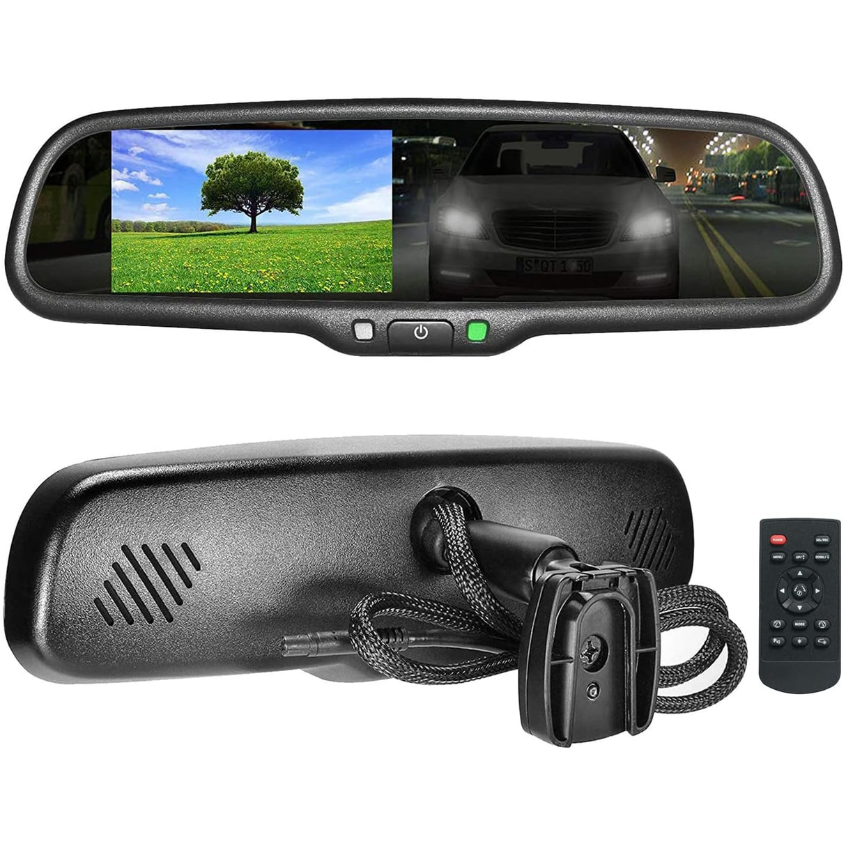 Master Tailgaters 10.5" OEM Rear View Mirror with 4.3" LCD Screen + Auto Dimming Mirror | Ultra Bright | Rearview Universal Fit | Auto Adjusting Brightness LCD | Anti Glare | Full Mirror Replacement