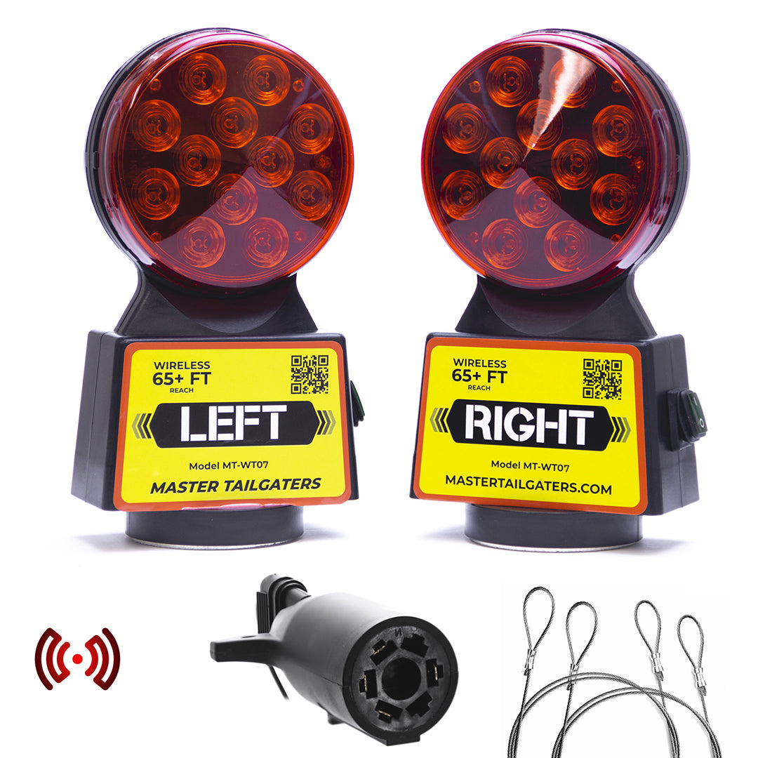 Wireless Magnetic Trailer Tow Lights | 65 Foot Range | 4 Pin Round, 4 Pin Flat, or 7 Pin Flat