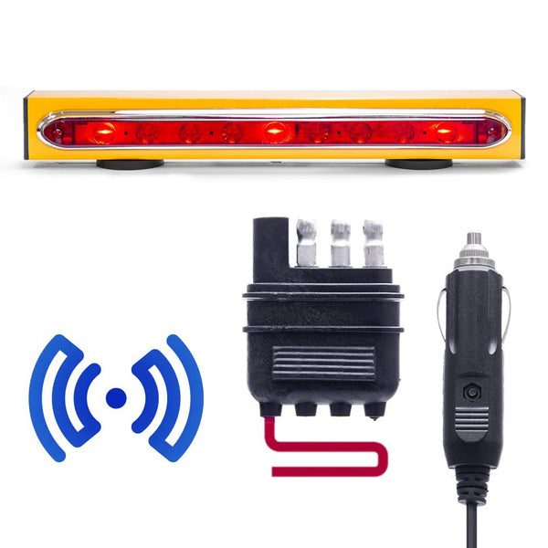 Wireless Trailer Tow Light Bar 19"- Magnetic Mount - Ultra Bright LED with 4 Pin Flat Hitch Transmitter