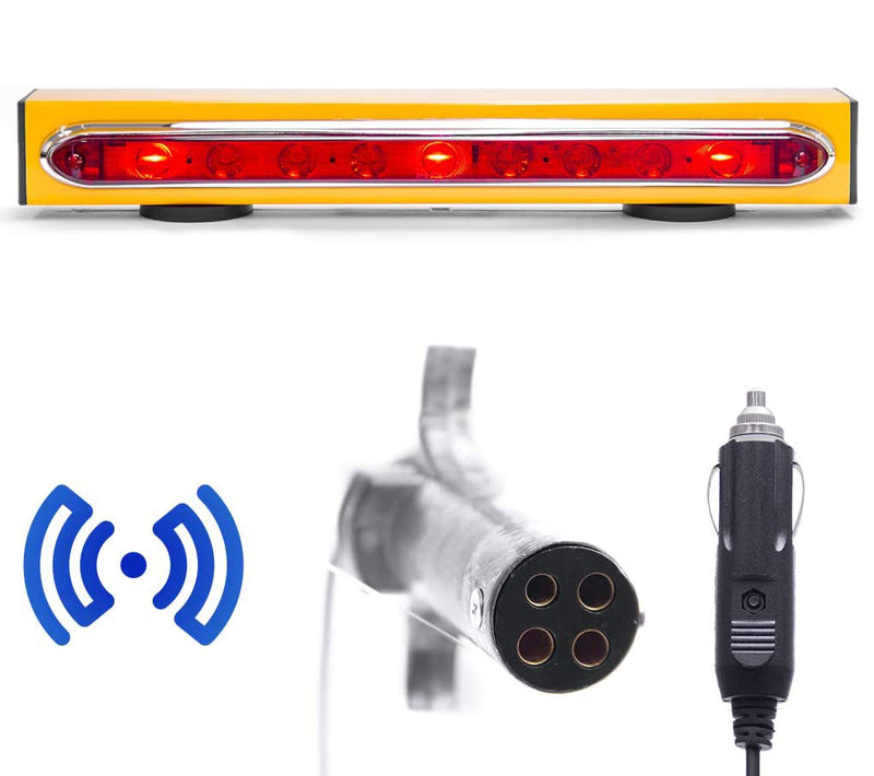 Wireless Trailer Tow Light Bar 19"- Magnetic Mount - Ultra Bright LED with 4 Pin Round Hitch Transmitter