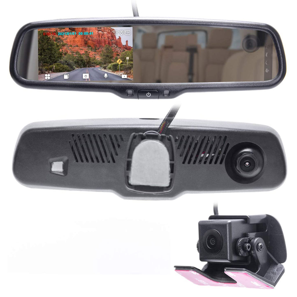 rear view mirror with dash cam and reverse camera