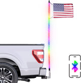 Master Tailgaters 6' Truck LED Flag Pole Hitch Mount with Smartphone App Control - Spiral Chasing Lights
