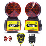 Wireless Trailer Tow Lights - Magnetic Mount - 65 Feet Range - 4 Pin Flat Blade Connection