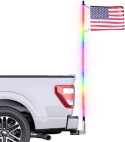 Master Tailgaters Truck Flag Swirl LED Pole + Hitch Mount - Waterproof, Remote, 60 + Functions LED Light