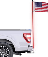 Master Tailgaters Truck Flag Pole 5' foot + Hitch Mount - Waterproof, Remote, 22 Functions LED Light