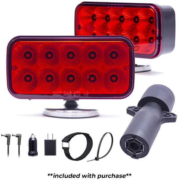 Wireless Tow Hitch Lights - Magnetic, Rechargeable Trailer LED Lights