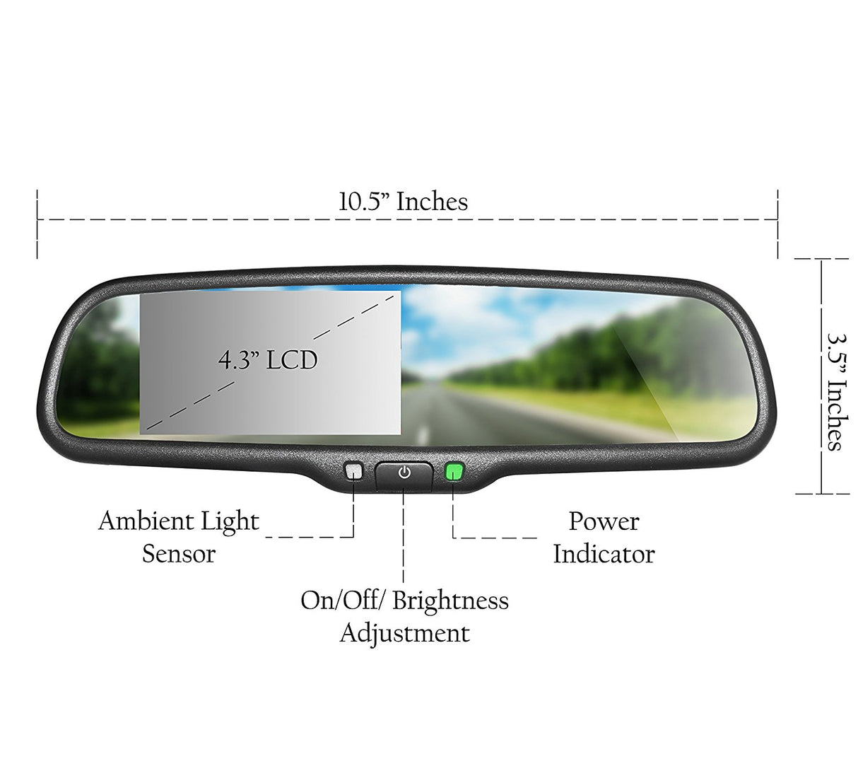 Master Tailgaters OEM Rear View Mirror with 4.3" Auto Bright LCD and Bluetooth - Master Tailgaters