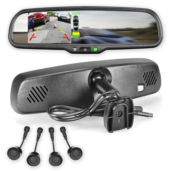 Master Tailgaters Rear View Mirror with Ultra Bright 4.3" LCD Display + 4 Parking Sensors Kit - Master Tailgaters